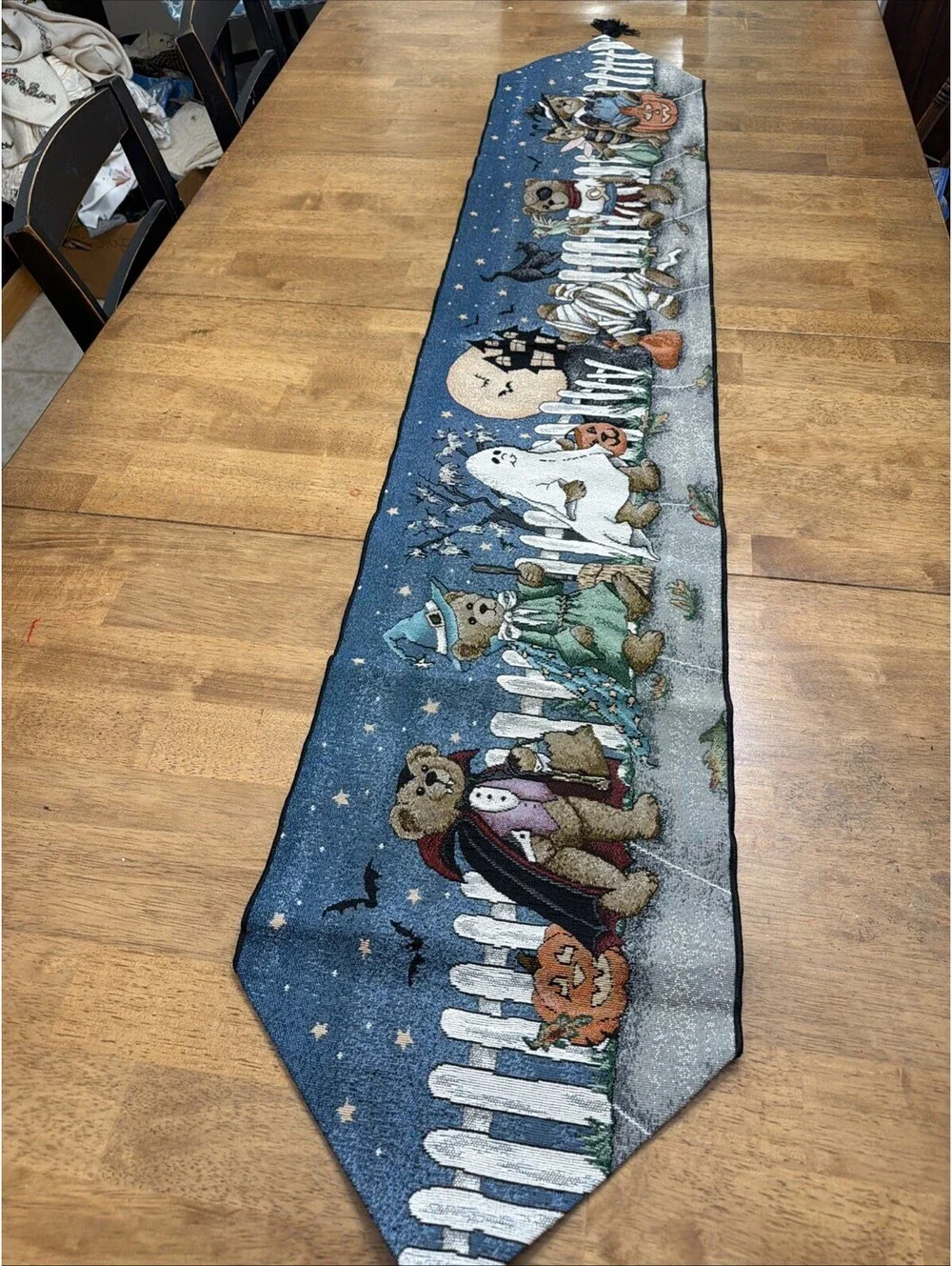vintage tapestry halloween table runner Boyd Bear Style Costumes 13x70” USA Made